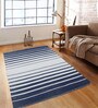 Blue & White Polypropylene Striped 3 x 5 Feet Dhurrie