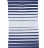 Blue & White Polypropylene Striped 3 x 5 Feet Dhurrie