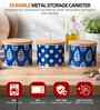 Blue & White Printed Metal Airtight Containers Set Of 3