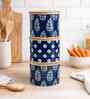 Blue & White Printed Metal Airtight Containers Set Of 3