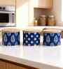 Blue & White Printed Metal Airtight Containers Set Of 3