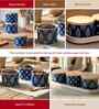Blue & White Printed Metal Airtight Containers With White Metal Tray Set Of 3