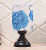 Blue & White Shade Table Lamp With Black Metal Base