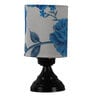 Blue & White Shade Table Lamp With Black Metal Base
