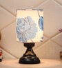 Blue & White Shade Table Lamp With Black Metal Base