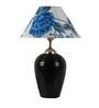 Blue & White Shade Table Lamp With Black Terracotta Base