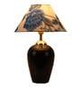 Blue & White Shade Table Lamp With Black Terracotta Base