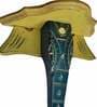 Blue & Yellow Elephant Trunk Design Hand Carving Pooja Shelf