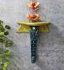 Blue & Yellow Elephant Trunk Design Hand Carving Pooja Shelf