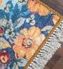 Blue & Yellow Faux Silk Floral 3 x 5 Feet Hand Woven Carpet -Avioni Collection