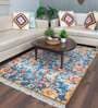 Blue & Yellow Faux Silk Floral 3 x 5 Feet Hand Woven Carpet -Avioni Collection