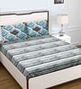 Blue Abstract 180 TC Cotton Queen Sized Bed Sheets with 2 Pillow Covers