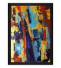 Blue "Abstract Painting" Textured Paper Scratch/Dust Proof Framed Art Print