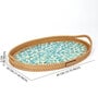 Blue  Cane Oval Serving Tray