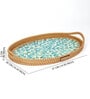 Blue  Cane Oval Serving Tray