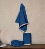 Blue Cotton Solid 500 GSM 4 Pcs Face Towels