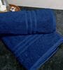 Blue Cotton Solid 550 GSM 2 Pcs Bath Towels