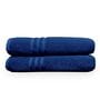 Blue Cotton Solid 550 GSM 2 Pcs Bath Towels