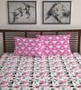 Pink Abstract 144 TC Cotton Queen Sized Bed Sheets with 2 Pillow Covers