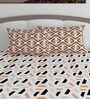Brown Abstract 144 TC Cotton King Sized Bed Sheets with 2 Pillow Covers