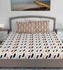 Brown Abstract 144 TC Cotton King Sized Bed Sheets with 2 Pillow Covers