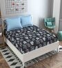 Blue Floral 160TC Microfibre Double Bedsheet with 2 Pillow Covers