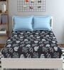 Blue Floral 160TC Microfibre Double Bedsheet with 2 Pillow Covers