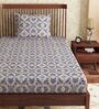 Blue Abstract 300 TC 100% Cotton Single Bed Sized Bed Sheets With 1 Pillow Cover