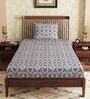 Blue Abstract 300 TC 100% Cotton Single Bed Sized Bed Sheets With 1 Pillow Cover