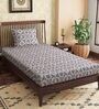 Blue Abstract 300 TC 100% Cotton Single Bed Sized Bed Sheets With 1 Pillow Cover