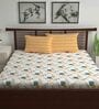 Brown Abstract 144 TC Cotton Queen Sized Bed Sheets with 2 Pillow Covers