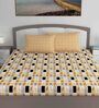 Brown Geometric 144 TC Cotton King Sized Bed Sheets with 2 Pillow Covers
