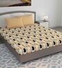 Brown Geometric 144 TC Cotton King Sized Bed Sheets with 2 Pillow Covers