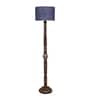 Blue Jute Drum Wooden Floor Lamp