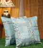 Blue Polyester Abstract 16X16 Inches Cushion Covers (Pack of 2)