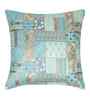 Blue Polyester Abstract 16X16 Inches Cushion Covers (Pack of 2)
