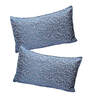 Blue Floral 210TC Cotton Blend 17 x 27 Inches Pillow Covers (Set of 2)