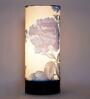Regis Blue Fabric Shade Table Lamp With Wood Base