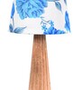 Astros Blue Fabric Shade Night Lamp With Wood Base