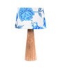 Astros Blue Fabric Shade Night Lamp With Wood Base