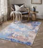 Blue Silk 5 X 3 Feet Abstract  Rectangle Carpet