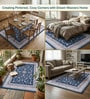 Blue Silk 6 X 4 Feet Abstract  Rectangle Carpet