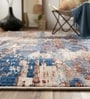 Blue Silk 6 X 4 Feet Abstract  Rectangle Carpet