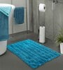 Blue Solid Cotton 24x16 Inches Max Absorbant Bath Mat