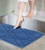 Blue Geometric Cotton 31 x 20 Inches AntiSkid Bath Mat