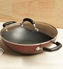 Merlot 11 Inch Non- Stick Maroon Aluminium Kadhai with Lid