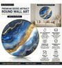 Blue, Teal & Gold Abstract Round Wall Art 15 Inch