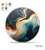 Blue, Teal & Gold Abstract Round Wall Art 15 Inch