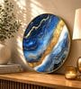Blue, Teal & Gold Abstract Round Wall Art 15 Inch