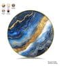 Blue, Teal & Gold Abstract Round Wall Art 15 Inch